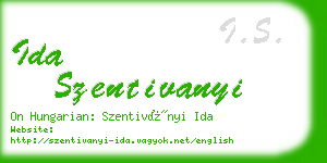 ida szentivanyi business card